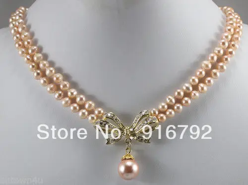 Inlay crystal bow pendant|necklace 