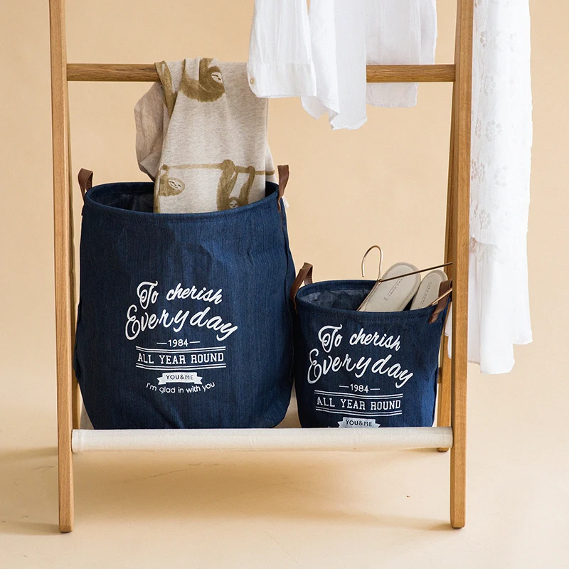 Denim Cloth Waterproof Laundry bag Japanese Foldable Toy Sundries