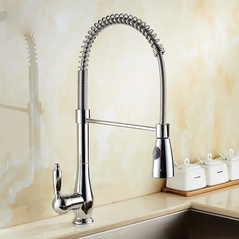 

smoked pull spring kitchen faucet can rotary sink faucet