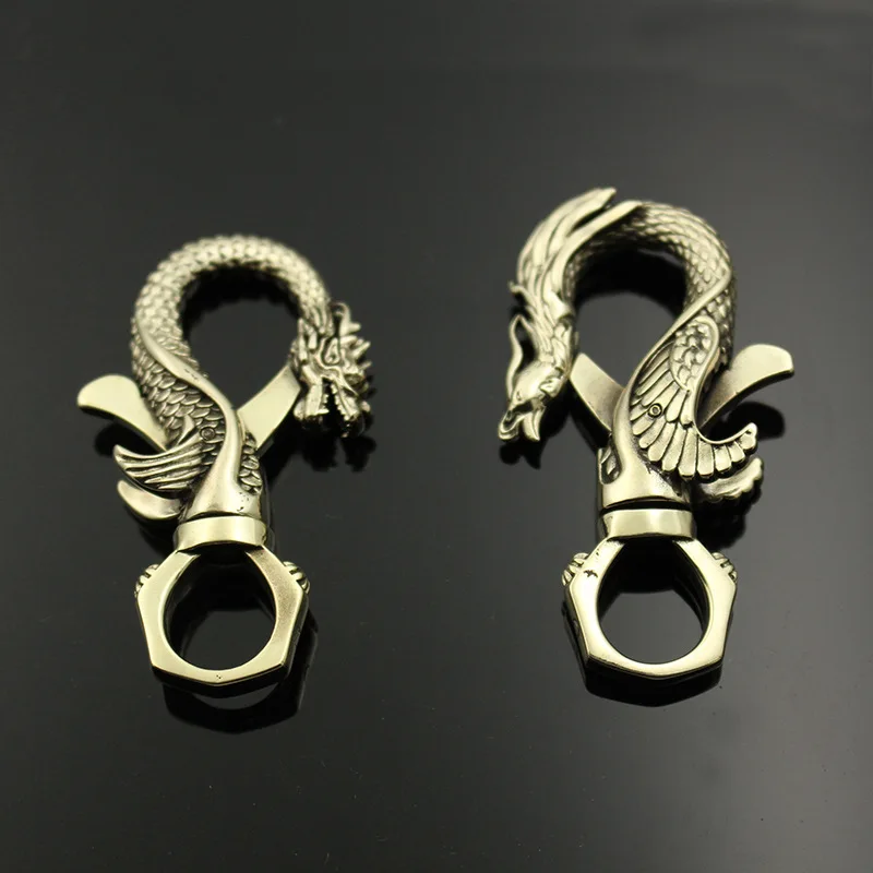

2019 Brass Dragon Decorative Pattern CARABINER Lobster Clasps Swivel Claw Hook Keyring Key Chain Keychain Bottle Opener