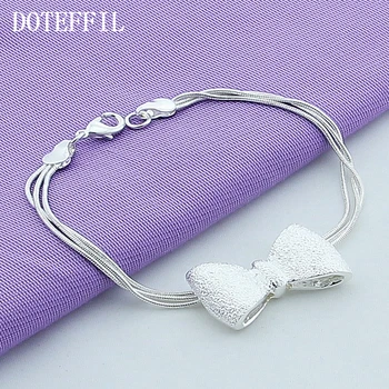 

DOTEFFIL 925 Sterling Silver Bow-knot Bracelet For Woman Charm Wedding Engagement Party Fashion Jewelry