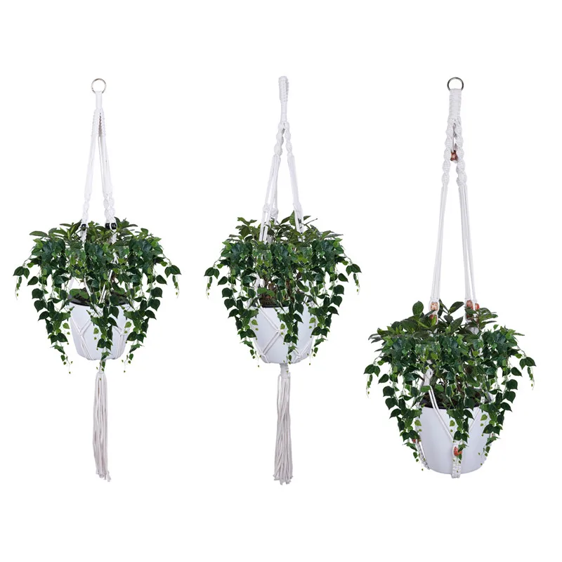 3pcs Подвеска для растений из макраме цветочный горшок корзина подвесная веревка растительный держатель для уличного помещения стены искусства украшение для дома, сада - Цвет: 3pcs