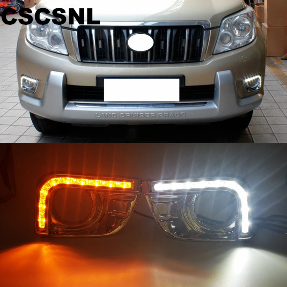

CSCSNL 1 set LED DRL Daytime Running Lights with trunning Yellow Signal lights For Toyota Prado FJ150 LC150 2010 2011 2013