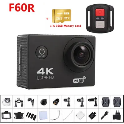 100% новая Экшн камера 4k F60/F60R 1080P/60fps 16MP WiFi 170D на шлем go подводная спортивная pro