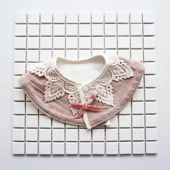 

Baby Cotton Bibs Infants Baby Girls Round Neck Lace Bow Towel Burp Cloths Children Self Feeding Care