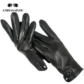 

Buckskin men's winter gloves,simple mens leather gloves,thick durable men's gloves,Comfortable gloves male winter-739
