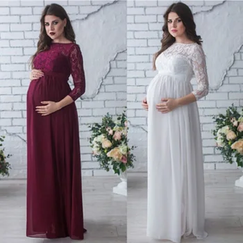 

New Pregnant Dress Fashion Maternity Photography Props Women Pregnancy Clothes Lace Dress For Pregnant Photo Shoot Clothing
