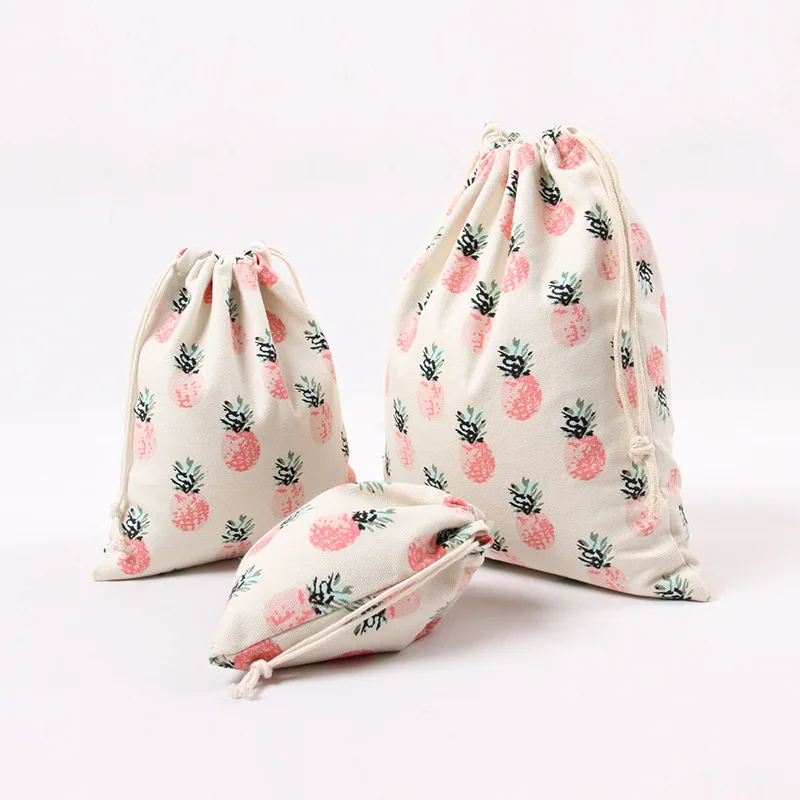 Литературный холщовый мешок на завязках милый мультфильм Розовый ананас домашнего хранения дорожная одежда сумка праздничный упаковка