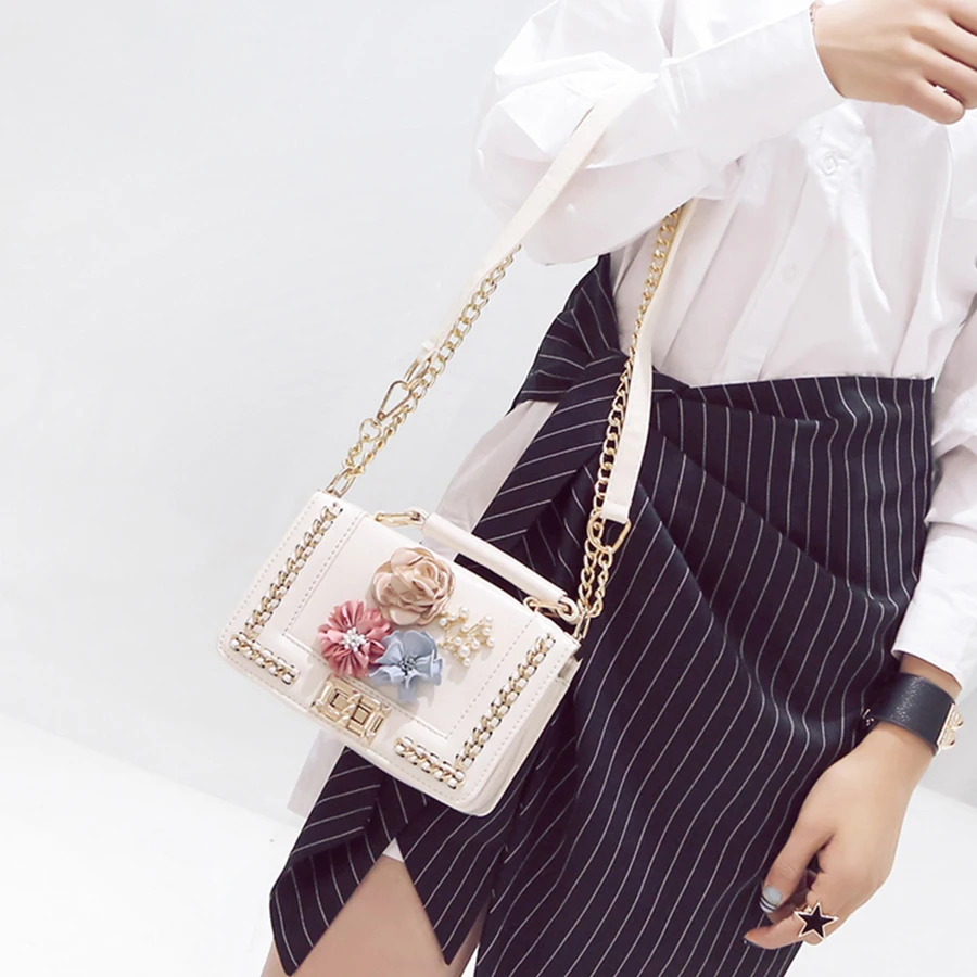 Women 3D Floral Mini Handbags Ladies Famous Brand Luxury Chains Shoulder Bags Female Shopping Crossbody&Messenger Bag Ladies Bag