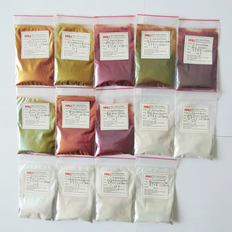 

chameleon pigment,color shifting pigment,color flip pigment,high quality,1lot=14colors,10gram per color,free shipping.