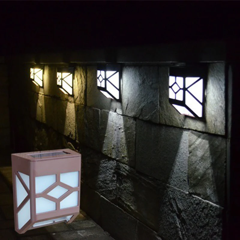 

Brown Led Waterproof Solar Wall Lamps ABS Path Solar Light Outdoor Garden Wall Lightings Yard Path Landscape Fence Lamp