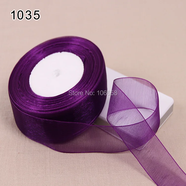 50 yards Top Quality 1" Organza ribbon 25mm organza ribbon for gift