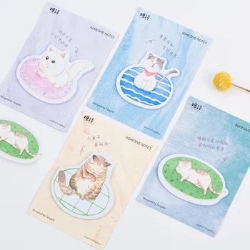 

30 Sheets/PC Kawaii Lazy Kitten Memo Pads Cartoon Sticky Notes Planner Notepad Bookmark Stickers School Supplies