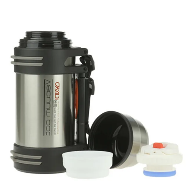 1.5 1.8L Wide Mouth Thermos With Hand Grip Outdoor Vacuum Bottle Double