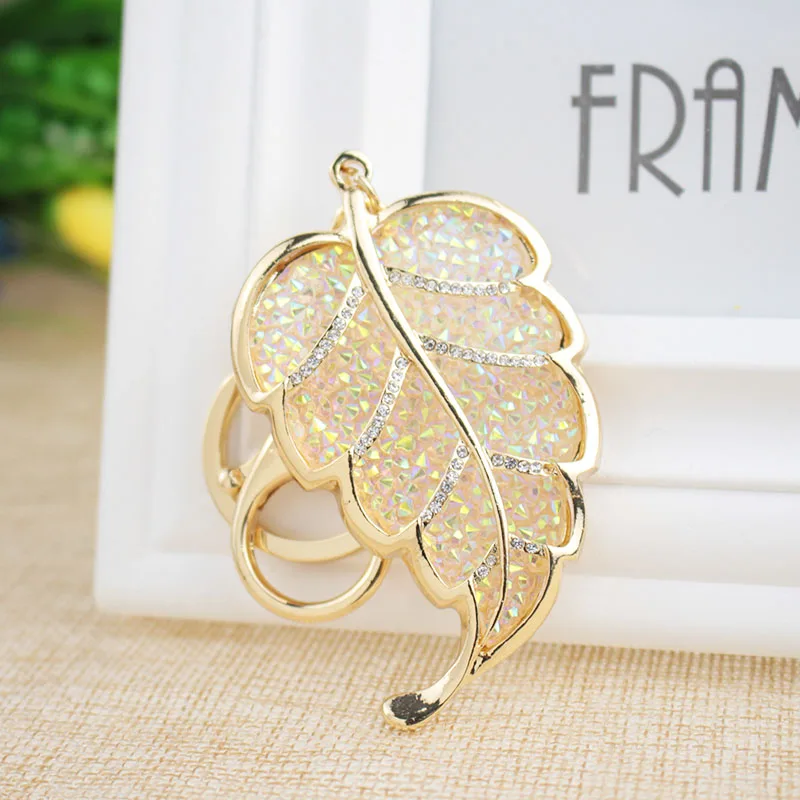 

Luxury gifts A grade rhinestone Leaves keychains women Sexy key holder chain ring car Jewelry bag pendant
