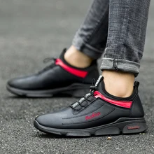 NIDENGBAO Men Running Shoes Short Fur Comfortable Sport Shoes For Male Waterproof Outdoor Walking Sneakers Black Red Size 39-44