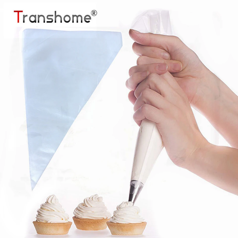 

Transhome Confectionery Bag 100 Pcs/Set Transparent color Disposable Piping/Pastry Bag Baking Cake Cream Decorating Tools 2019
