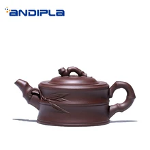 240 мл Authentic фиолетовая глина yixing Винтаж чайник бамбука раздел горшок Zisha сырье ручной работы руды Творческий Розовый набор для чая Pu'er чайники