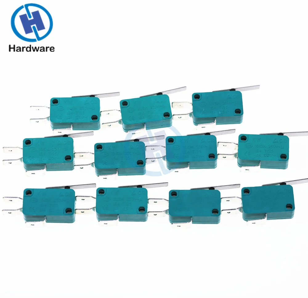 

1Pcs Microswitch Limit Switch 3pin N/O N/C Long Lever Microswitch Green