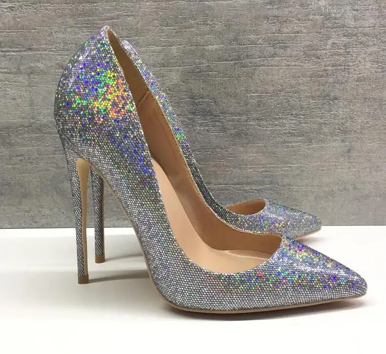 

2019 Fashion free shipping Wedding Multi Glitter sequined Poined Toe Stiletto high heel shoe pump HIGH-HEELED SHOE dress shoes