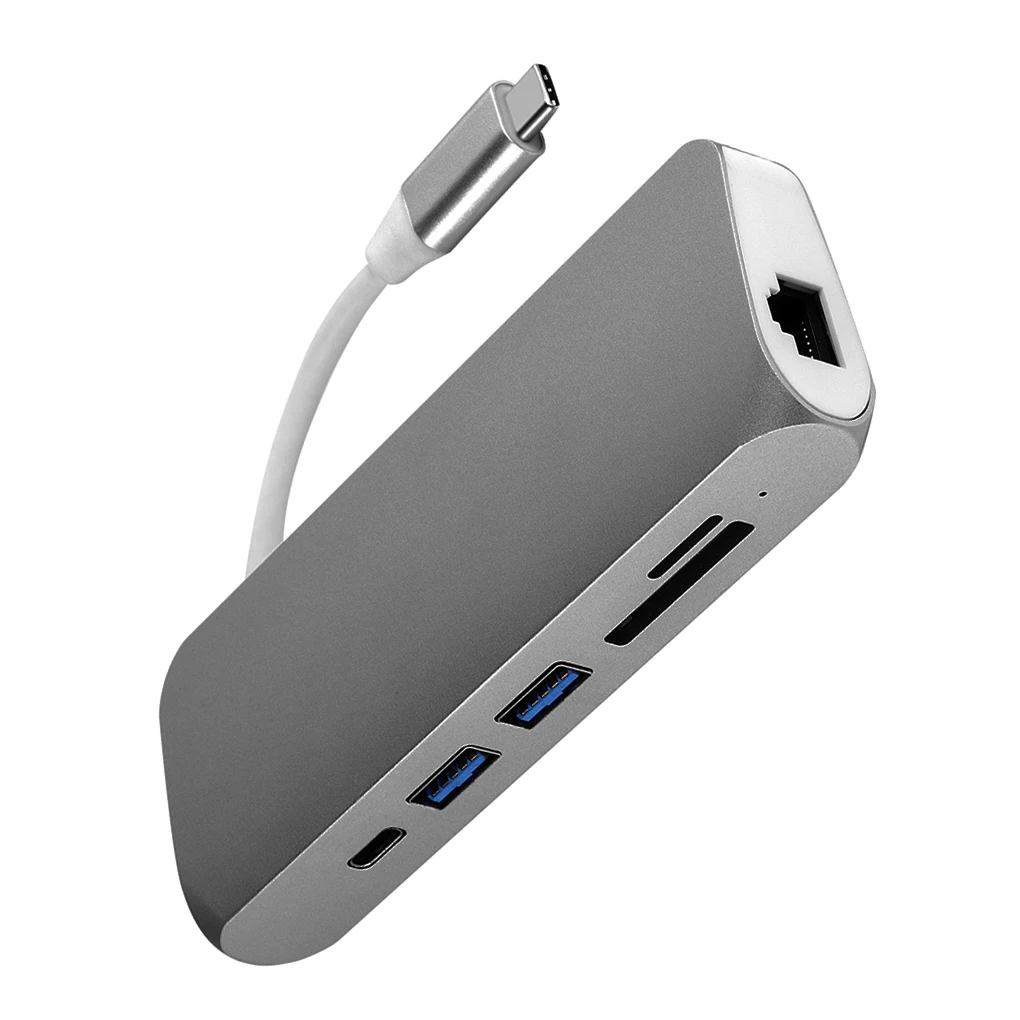 7 в 1 USB 3,0 Тип-C 3,0 хаб USB RJ45 SD/TF Card Reader Мощность доставки видео HD Замена для MacBook Pro