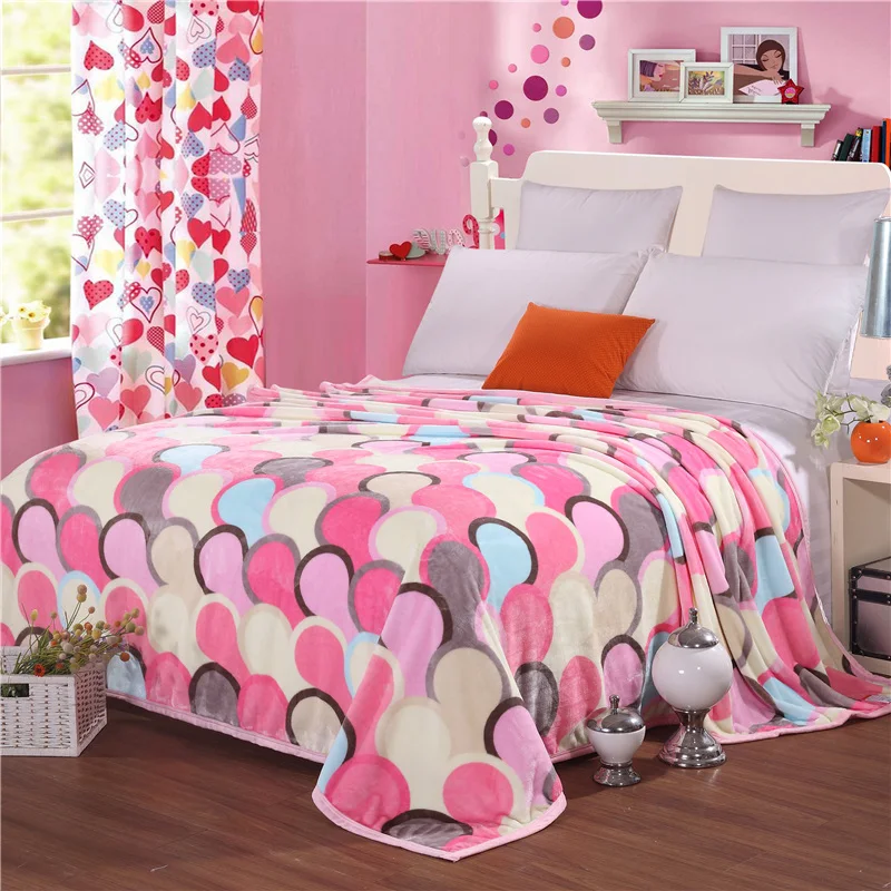 

Cute Color Circle Pattern Bedding Bed Blanket Cover For Sofa/ Travel/ Car Plaids 200X230cm Bedspread 180x200cm Size Super Soft