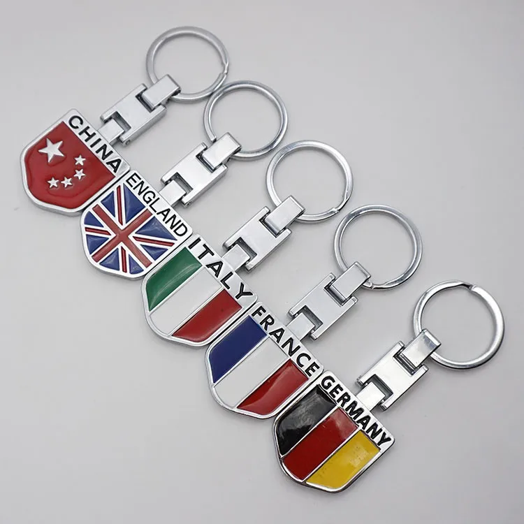100pcs England Italy France Germany China Flag Keychain Key Chain