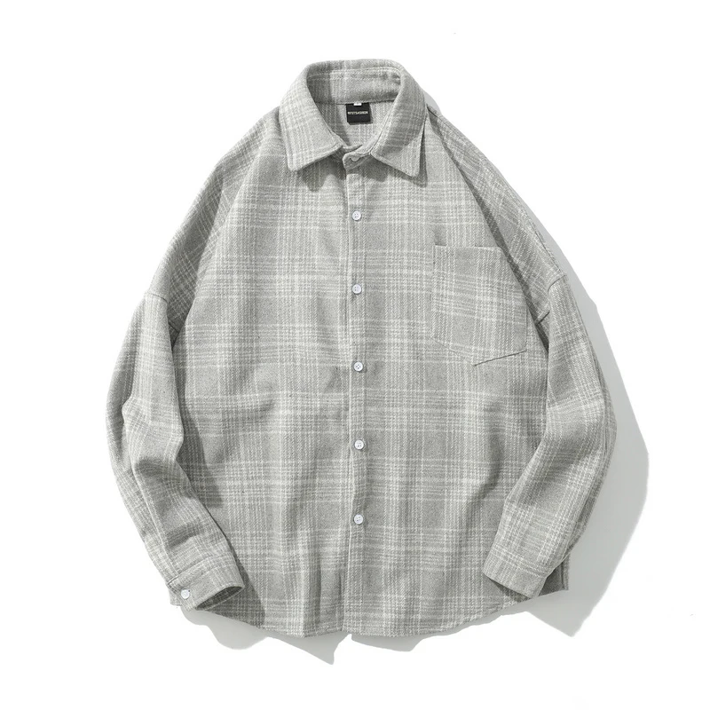Oversized Flannel Vintage Shirt Men Plaid Long Sleeve Check Shirts For Men Loose Men Button Up Men Shirt Casual Streetwear Modis
