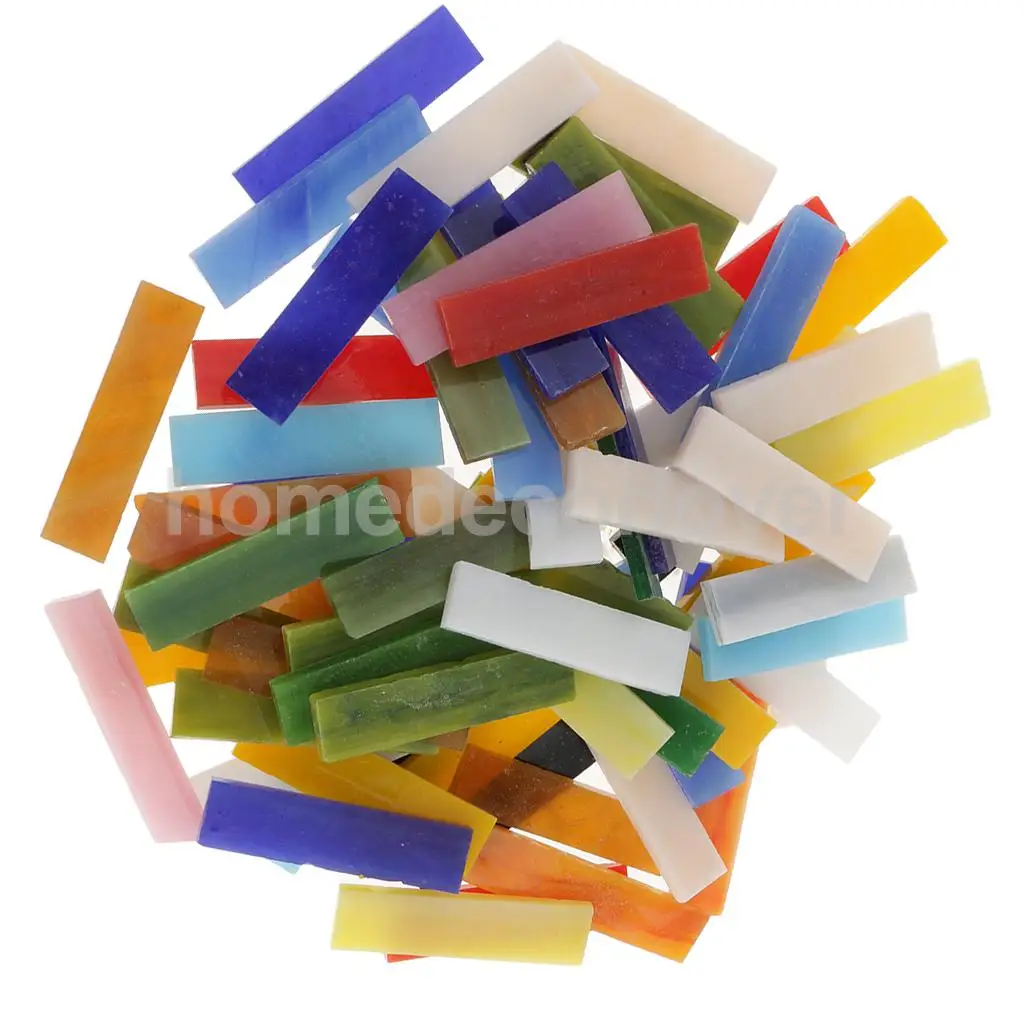 

70pcs Rectangle Shape Mixed Color Glass Mosaic Tiles Tessera for Mosaic Making Crafts Supplies 10x40mm