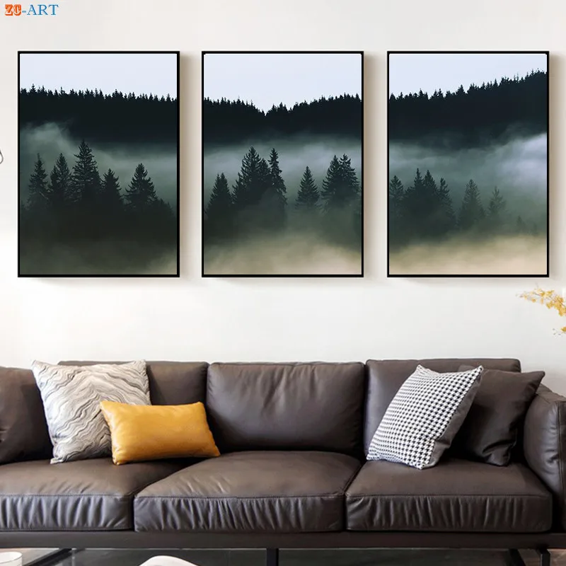 

Romania Mountain Canvas Painting Forest Fog Art Print Poster Modern Nordic Wall Art Bedroom Decorative Picture Home Decor