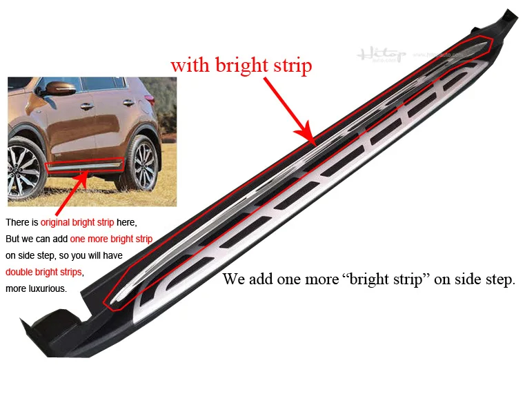 Горячее предложение для KIA new Sportage боковые шаги ходовая панель боковой бар-. Модернизированная модель, с яркими полосками, роскошный дизайн