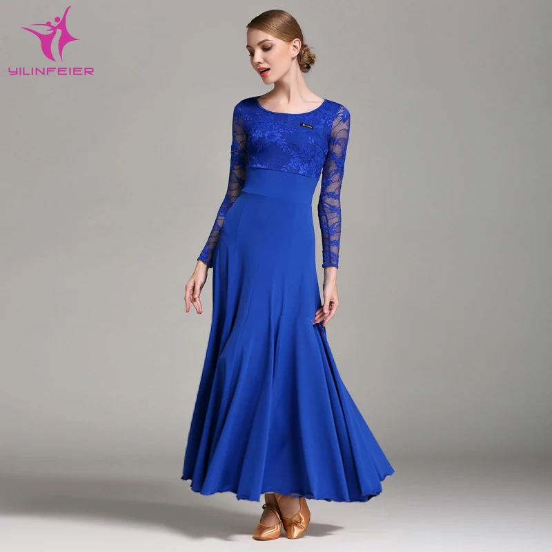 

YILINFEIER S9009 2018 NEW Modern Dance Costume Women Lady Adult Waltzing Tango Ballroom Costume Skirt Evening Party Dress