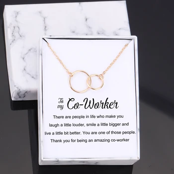 

To My Co-worker Present Accessories Birthday Gift Circle Together Jewelry Necklace Pendant Chain Gift Precious Souvenir Gifts