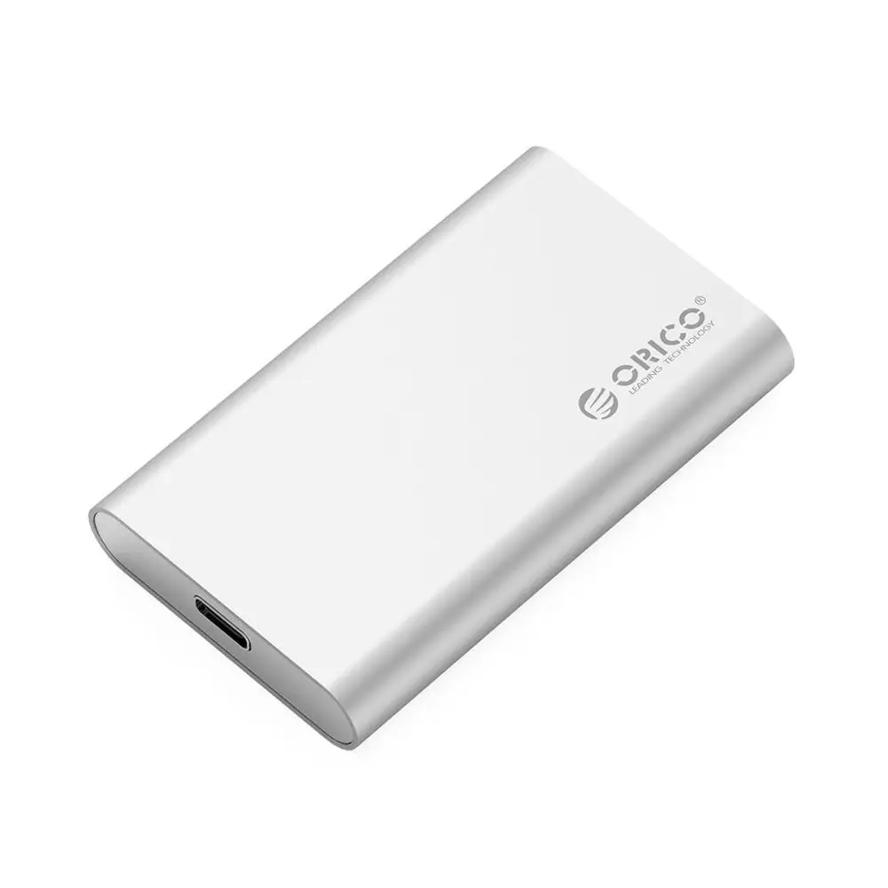 ORICO алюминиевый type-C Мини mSATA SSD корпус USB3.1 6 Гбит/с высокоскоростной USB C SSD чехол mSATA винт крепления для Windows/Linux/Mac - Цвет: Серебристый