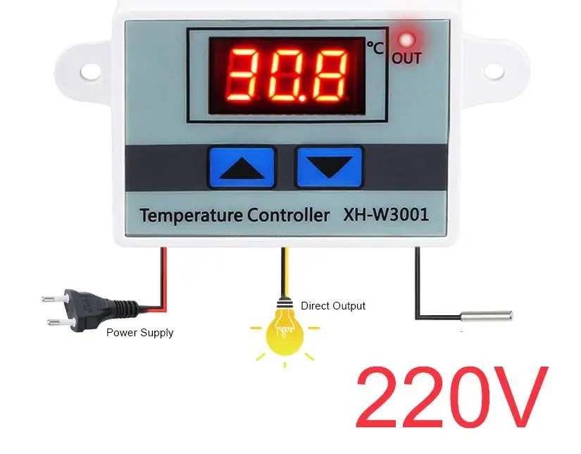 Цифровой термостат Температура Регулятор 12 V 24 V 110 V 220 V терморегулятор, термостат инкубатор Termometro XH-W3001 - Цвет: 110-220V