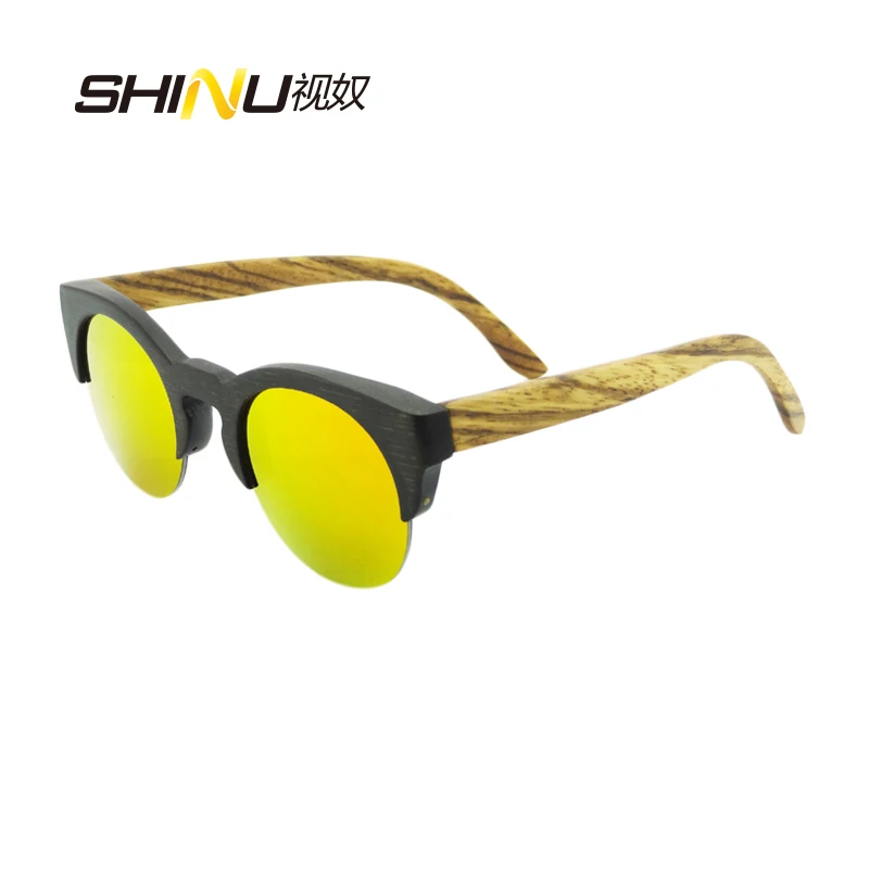 Высококачественные солнцезащитные очки с зеркальным покрытием деревянные бамбуковые солнцезащитные очки винтажные полуоправы Солнцезащитные очки женские мужские ретро очки Oculos 6017