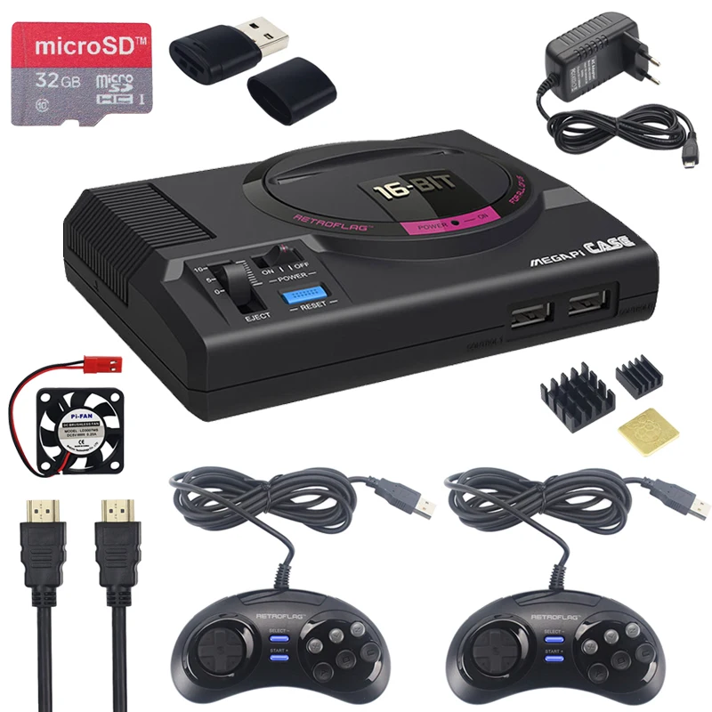 Goedkoop Retroflag Megapi CASE M Voor Raspberry Pi 3 Model B Plus Klassieke Usb Controller M + Fan + Heatsinks + power Adapter Voor Retropie