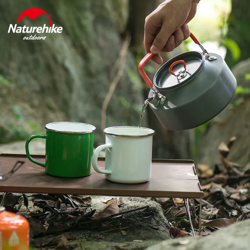Naturehike al aire libre camping aleación de aluminio café ultraligero tetera viaje 1.1L