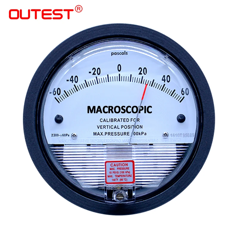 /60pa Digital Analog Differential Pressure Gauge Manometer Negative
