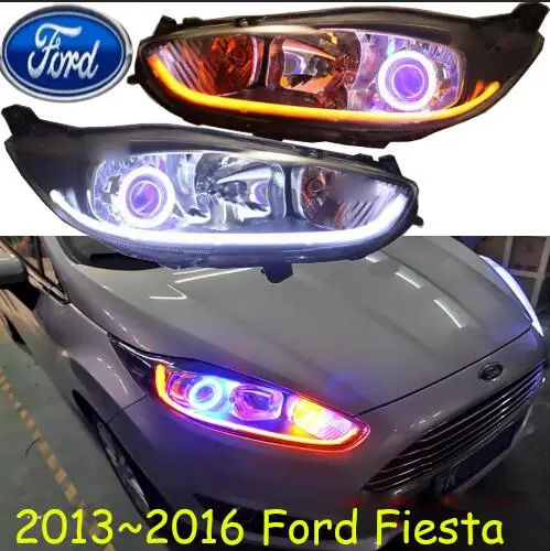 2013 г. Автомобильный bumer головной светильник для Ford Fiesta головной светильник автомобильные аксессуары светодиодный DRL HID xenon противотуманные фары - Цвет: White n yellow turn