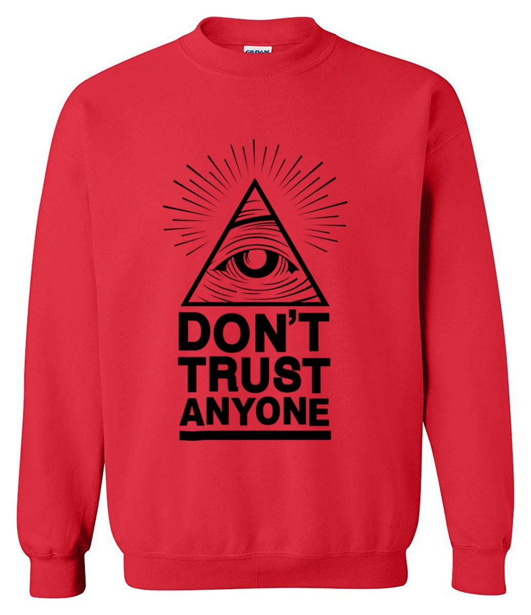 Толстовки с капюшоном, мужская Толстовка на весну и зиму, Dont Trust Anyone Illuminati All Seeing Eye printed, модная крутая Мужская спортивная одежда kpop - Цвет: red1