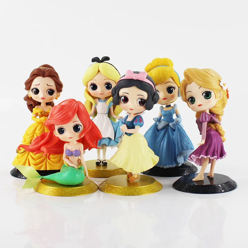 

Q Posket Princess Figure Toy Snow White Ariel Mermaid Cinderella Belle Tangled Rapunzel Beauty Model Dolls