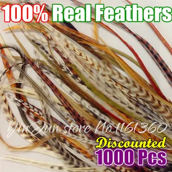 

Bulk Pack 1000pcs 6"-12"inches Grizzly Rooster Feather Hair Extensions Clip Hair Feathers Beads Accessories for DIY Hair Styling