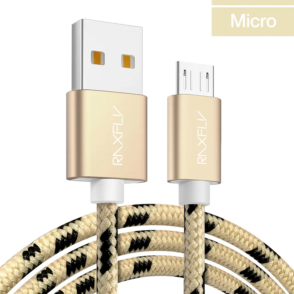 Кабель RAXFLY Micro USB для samsung S4 S5 S6 Edge 0,5 M/1 M/2 M Micro usb зарядный провод для Xiaomi Note 4 4X5 Plus Синхронизация данных - Цвет: Golden 1