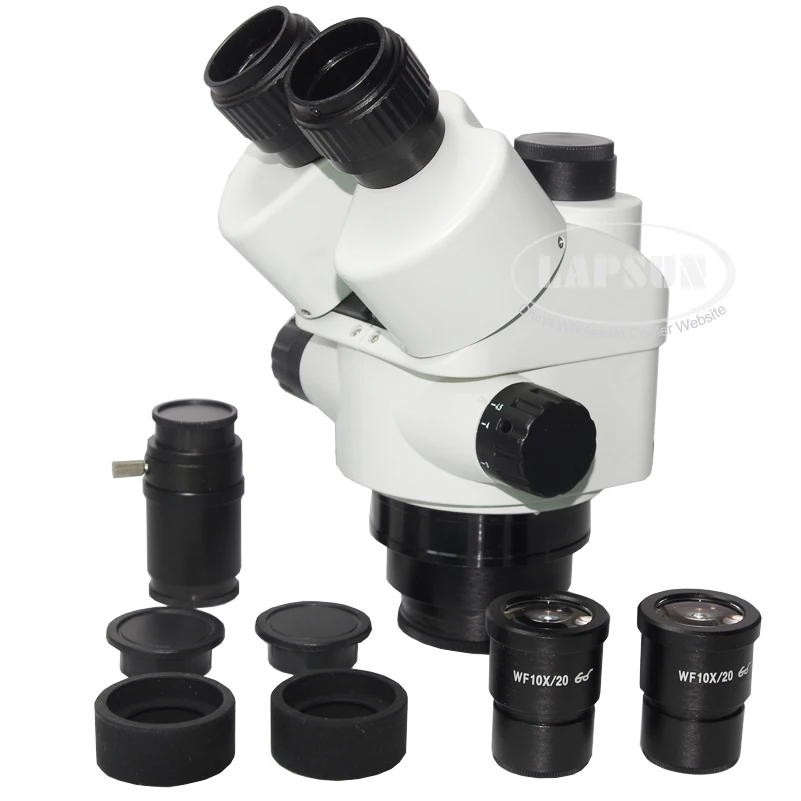 

7X-45X Simul-focal Synchronous Trinocular Industry Inspection Zoom Stereo Microscope Head Part Support C-Mount Camera