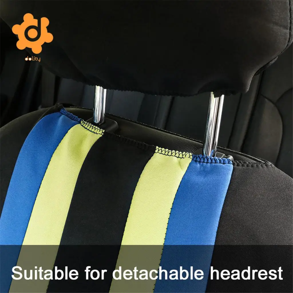 Car Fabric Front Rear Seat Covers Full Set Cushion Mat Protector Yellow