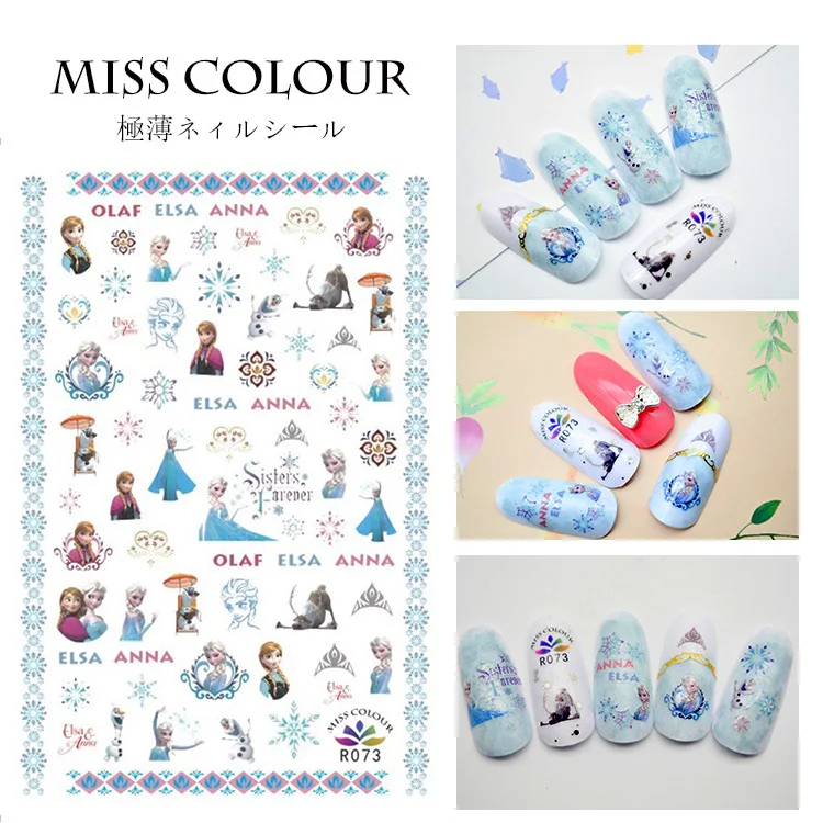 

5sheet 8type Japanese Ultrathin Cartoon Bobbi Snow Nail Sticker Designs Gummed 3D Nail Art Stickers Decals Decorations R73-80
