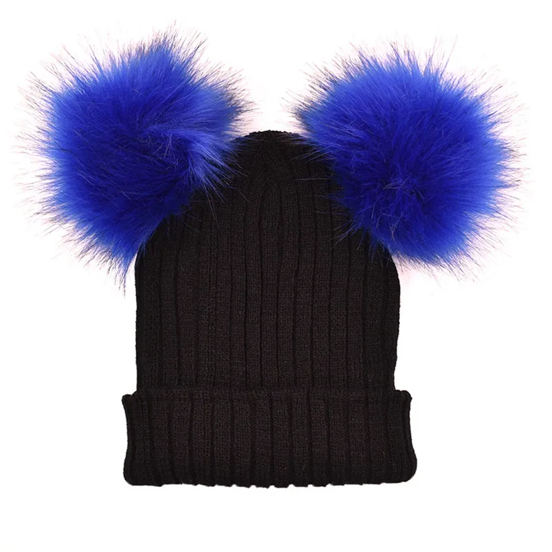 Шапка женская зимняя вязаная с двумя помпонами|fur pompom hat|pom pom beaniespompom hat |