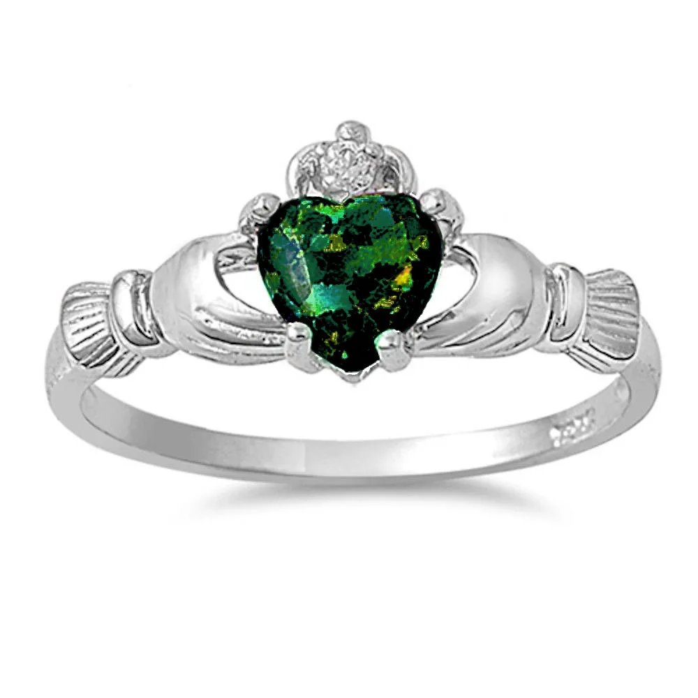 Кольцо Huitan Claddagh с искусственным опалом, посеребренное классическое обручальное кольцо для женщин, лучший подарок на Рождество для влюбленных - Цвет основного камня: Черный