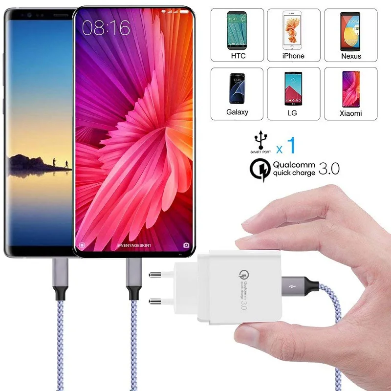 Untoom سريعة تهمة 3.0 الهاتف المحمول سريع شاحن QC3.0 QC2.0 18 W جدار سريع شاحن هواتف xiaomi USB محول الطاقة لسامسونج